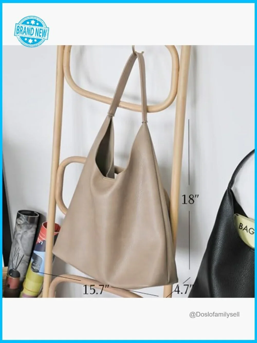 Slouchy Hobo Tote Vegan Leather Shoulder Handbag Soft for Work Travel